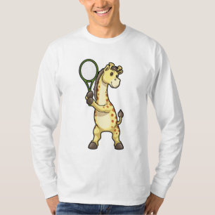 Giraffe in Tennis met Tennis racket T-shirt