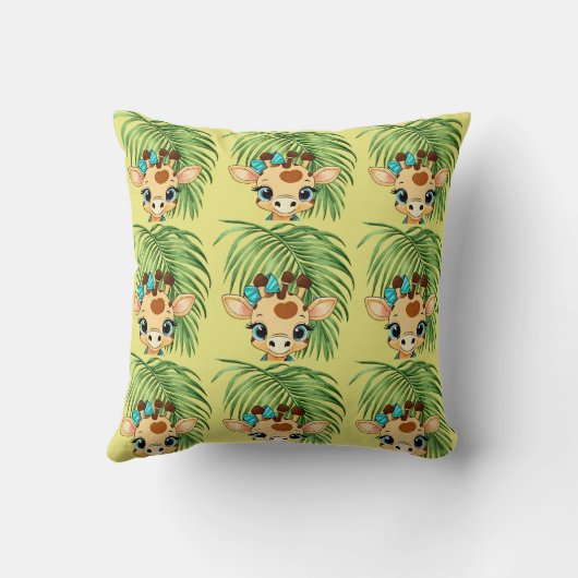 Giraffe in the Savanna Throw Pillow Kussen (Achterkant)