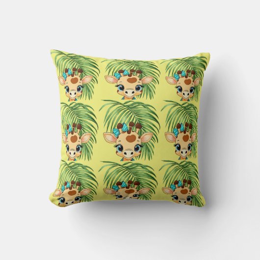 Giraffe in the Savanna Throw Pillow Kussen (Voorkant)