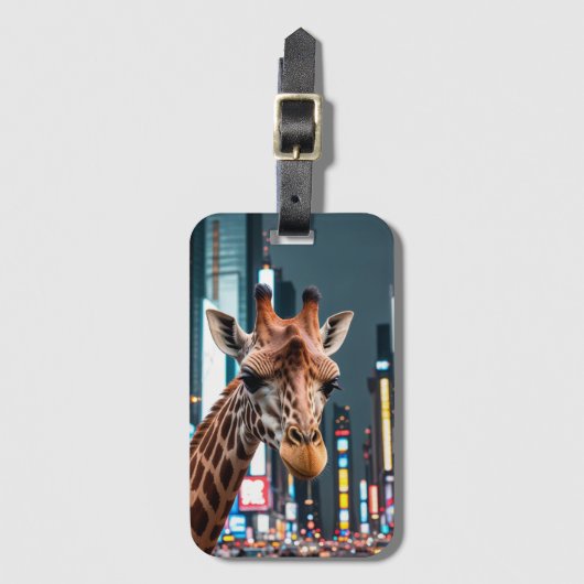Giraffe in Times Square Bagagelabel (Voorkant (verticaal))
