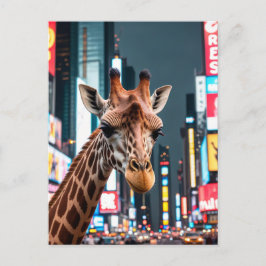 Giraffe in Times Square Feestdagenkaart
