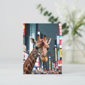 Giraffe in Times Square Feestdagenkaart (Staand voorkant)
