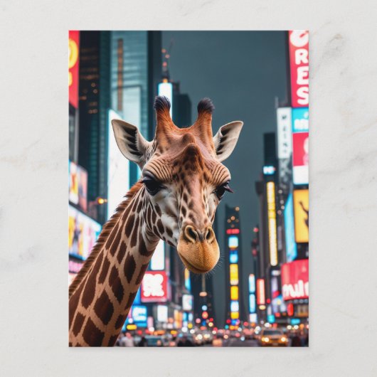 Giraffe in Times Square Feestdagenkaart (Voorkant)