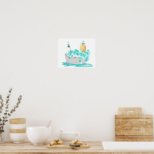GIRAFFE in Tub Oerwoud Bathroom Art Print (Keuken)