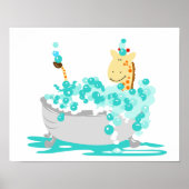 GIRAFFE in Tub Oerwoud Bathroom Art Print (Voorkant)