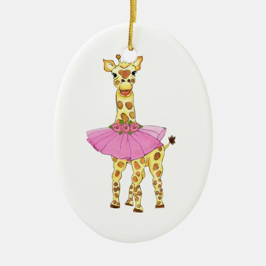 Giraffe in Tutu Keramisch Ornament (Voorkant)