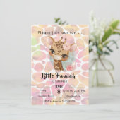 Giraffe in watercolor girls birthday kaart (Staand voorkant)