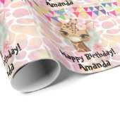 Giraffe in waterverf meisjes die papier verpakken (Rol Hoek)