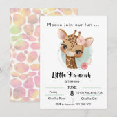 Giraffe in waterverf meisjes verjaardag kaart (Voorkant / Achterkant)