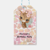 Giraffe in waterverf verjaardagsfeestje cadeaulabel (Voorkant)
