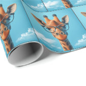 Giraffe in wolken met bril cadeaupapier (Rol Hoek)