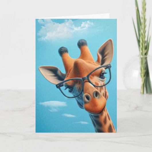 Giraffe in wolken met bril kaart (Voorkant)
