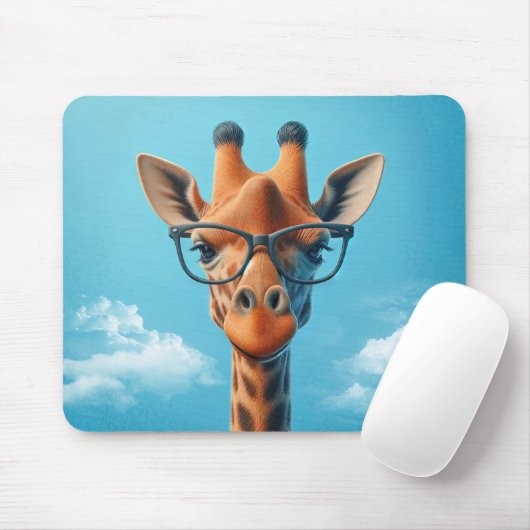 Giraffe in wolken met bril muismat (Met muis)