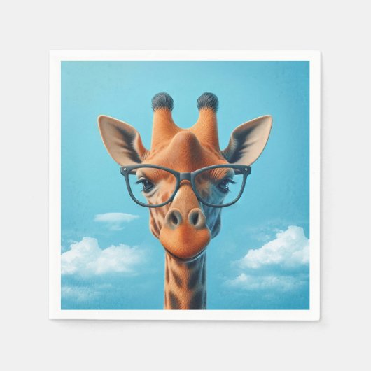 Giraffe in wolken met bril servet (Voorkant)
