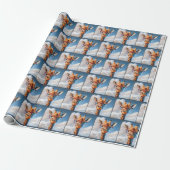 Giraffe in wolken met rode bril cadeaupapier (Uitgerold)