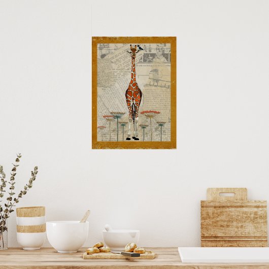 GIRAFFE & INDIGO BIRD Art Poster (Keuken)