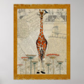 GIRAFFE & INDIGO BIRD Art Poster (Voorkant)