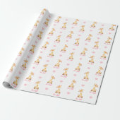 Giraffe inpakpapier roze (het is een meisje) (Uitgerold)