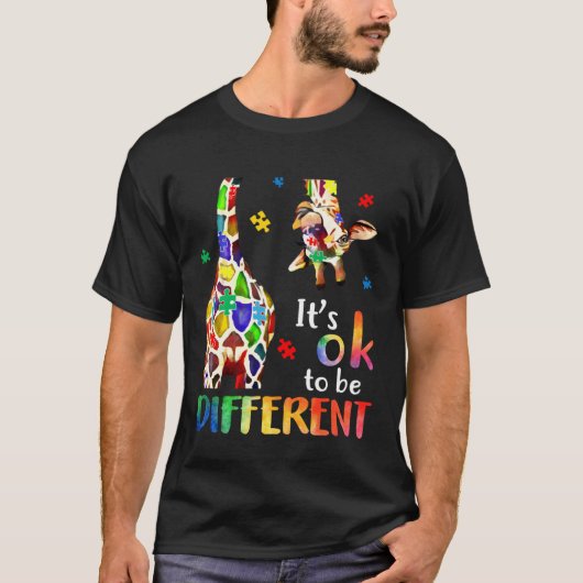 Giraffe Itu2019s Ok To Be Different Autism Awarene T-shirt (Voorkant)