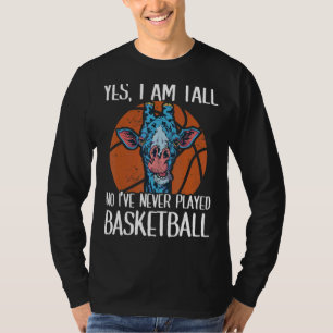Giraffe Ja Ik ben lang Nee Ik heb nog nooit basket T-shirt