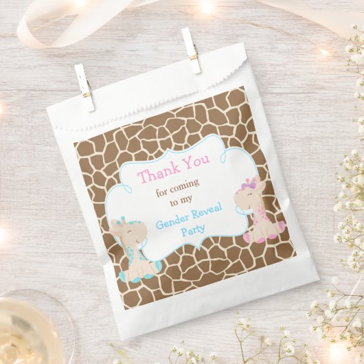 Giraffe Jongen & Meisje Geslacht Onthullen Partij Bedankzakje (Geknipt)