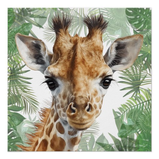 Giraffe Jungle Achtergrond Perfect Poster (Voorkant)