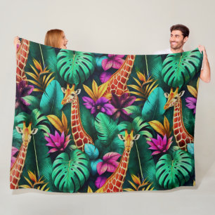 Giraffe Jungle Dromen Naadloos Oppervlaktepatroon Fleece Deken