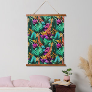 Giraffe Jungle Dromen Naadloos Oppervlaktepatroon Hangend Wandkleed