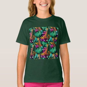 Giraffe Jungle Dromen Naadloos Oppervlaktepatroon T-shirt