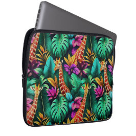 Giraffe Jungle Droom Naadloos Oppervlak Patroon Laptop Sleeve