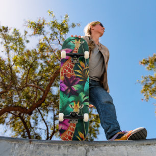 Giraffe Jungle Droom Naadloos Oppervlaktepatroon Persoonlijk Skateboard