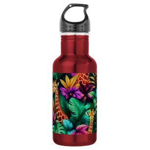 Giraffe Jungle Droom Naadloos Oppervlaktepatroon Waterfles