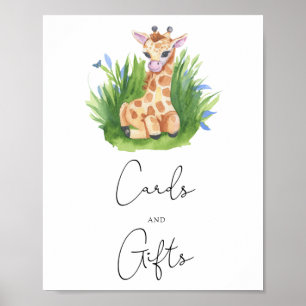 Giraffe - kaarten en cadeaus baby shower poster