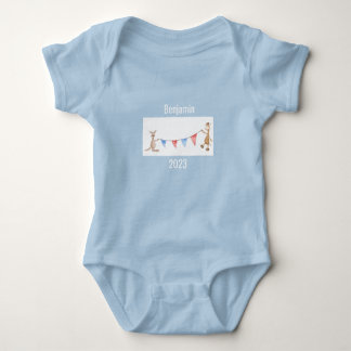 Giraffe Kangaroo Persoonlijke naam Jaar Blauw Romper
