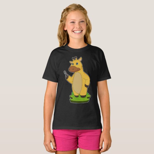 Giraffe kapper schaar t-shirt (Voorkant volledig)