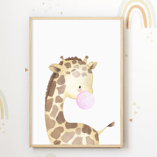 Giraffe Kauwgom Poster Snoep Kinderkamer Print