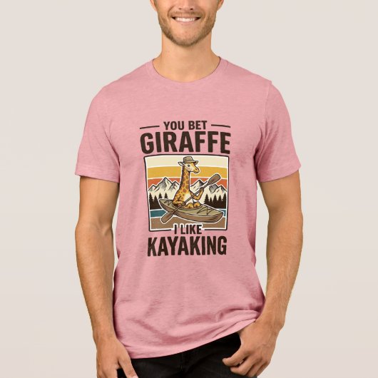Giraffe Kayaking Vintage Grappig T-Shirt Ontwerp_1 (Voorkant)