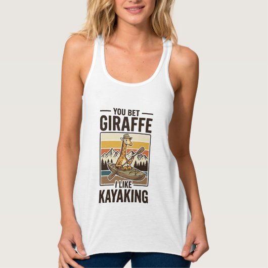 Giraffe Kayaking Vintage Grappig T-Shirt Ontwerp_1 (Voorkant)