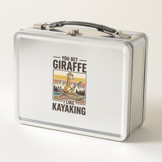 Giraffe Kayaking Vintage Grappig T-Shirt Ontwerp_1 (Voorkant)