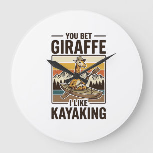 Giraffe Kayaking Vintage Grappig T-Shirt Ontwerp_1 Grote Klok