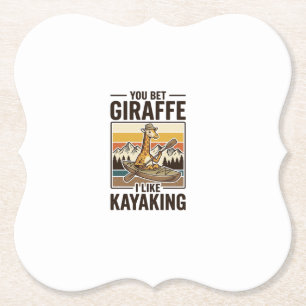 Giraffe Kayaking Vintage Grappig T-Shirt Ontwerp_1 Kartonnen Onderzetters