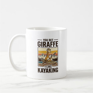 Giraffe Kayaking Vintage Grappig T-Shirt Ontwerp_1 Koffiemok
