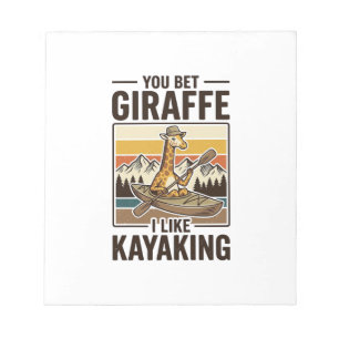 Giraffe Kayaking Vintage Grappig T-Shirt Ontwerp_1 Notitieblok