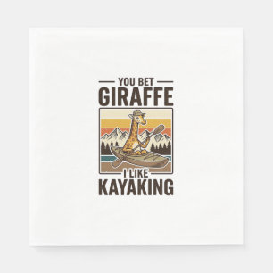 Giraffe Kayaking Vintage Grappig T-Shirt Ontwerp_1 Servet