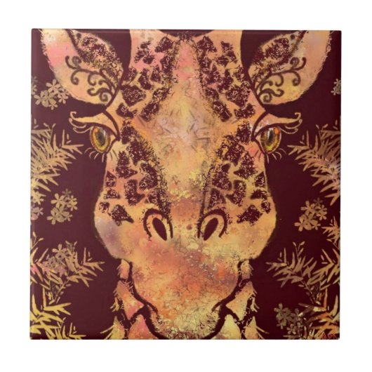 Giraffe Keramische Tegel Tegeltje (Voorkant)