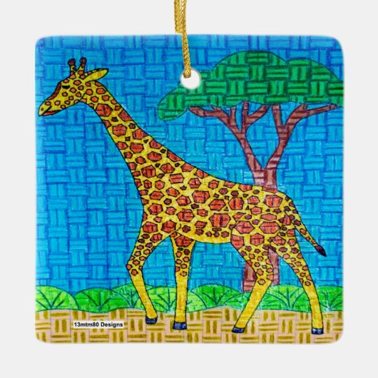 Giraffe - Keramische Versiering Keramisch Ornament (Voorkant)