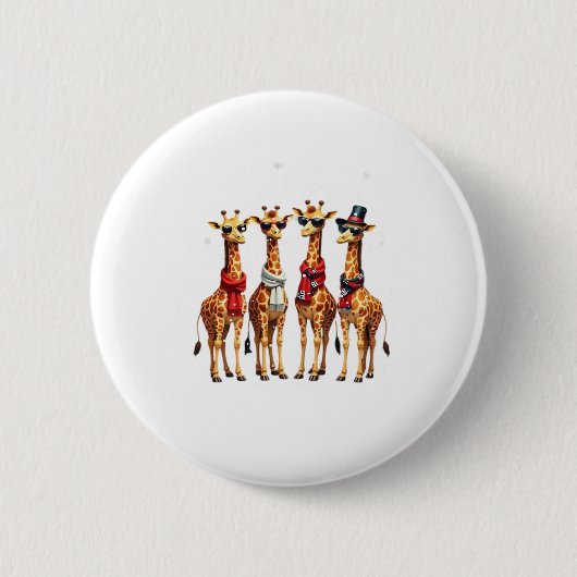 Giraffe Kerst Chic Oversized T-Shirt Ronde Button 5,7 Cm (Voorkant)