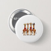 Giraffe Kerst Chic Oversized T-Shirt Ronde Button 5,7 Cm (Voorkant /achterkant)