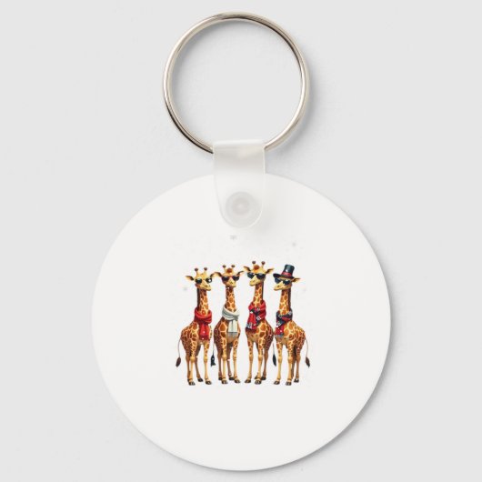 Giraffe Kerst Chic Oversized T-Shirt Sleutelhanger (Voorkant)