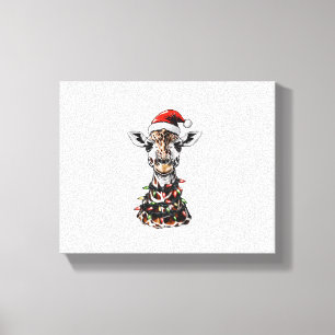 Giraffe Kerst Hoed Xmas Canvas Afdruk